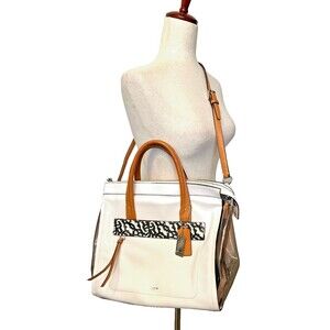 COACH Bleeker Riley Tote Crossbody Purse M1382-30161 White Leather Clear Sides